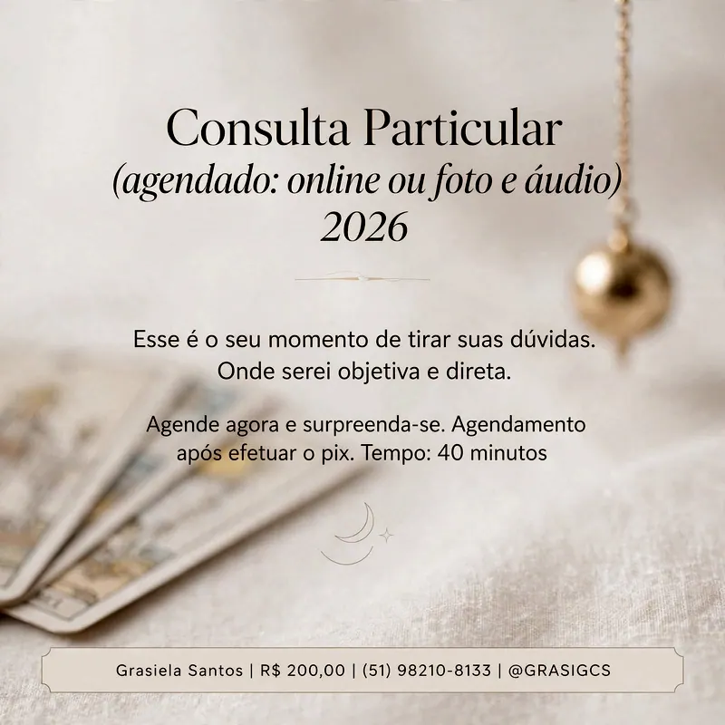Arte da Consulta Particular, agendada, online ou por foto e áudio, 40 minutos, R$ 200